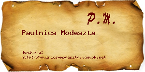 Paulnics Modeszta névjegykártya